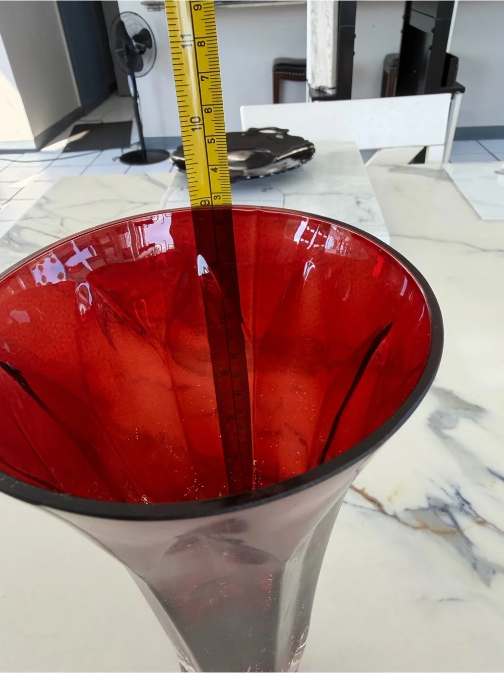 Vintage FTD Ruby Red Glass Vase 8.5